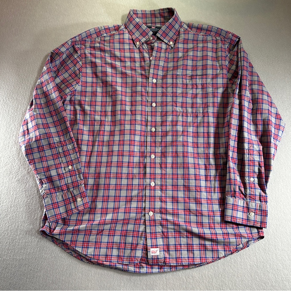 Vineyard Vines‎ Wind Tide Classic Murray Shirt Mens Size Large Plaid Button Up
